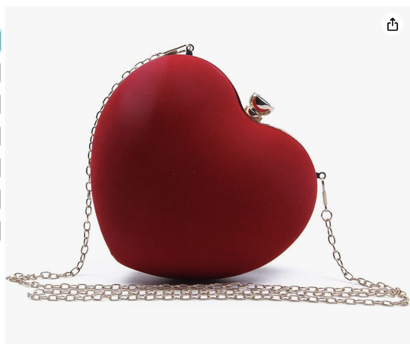 Womens Heart Shape Evening Bag Purse Velvet Party Tote Mini Handbag Clutch Chain Clear Shoulder Bag